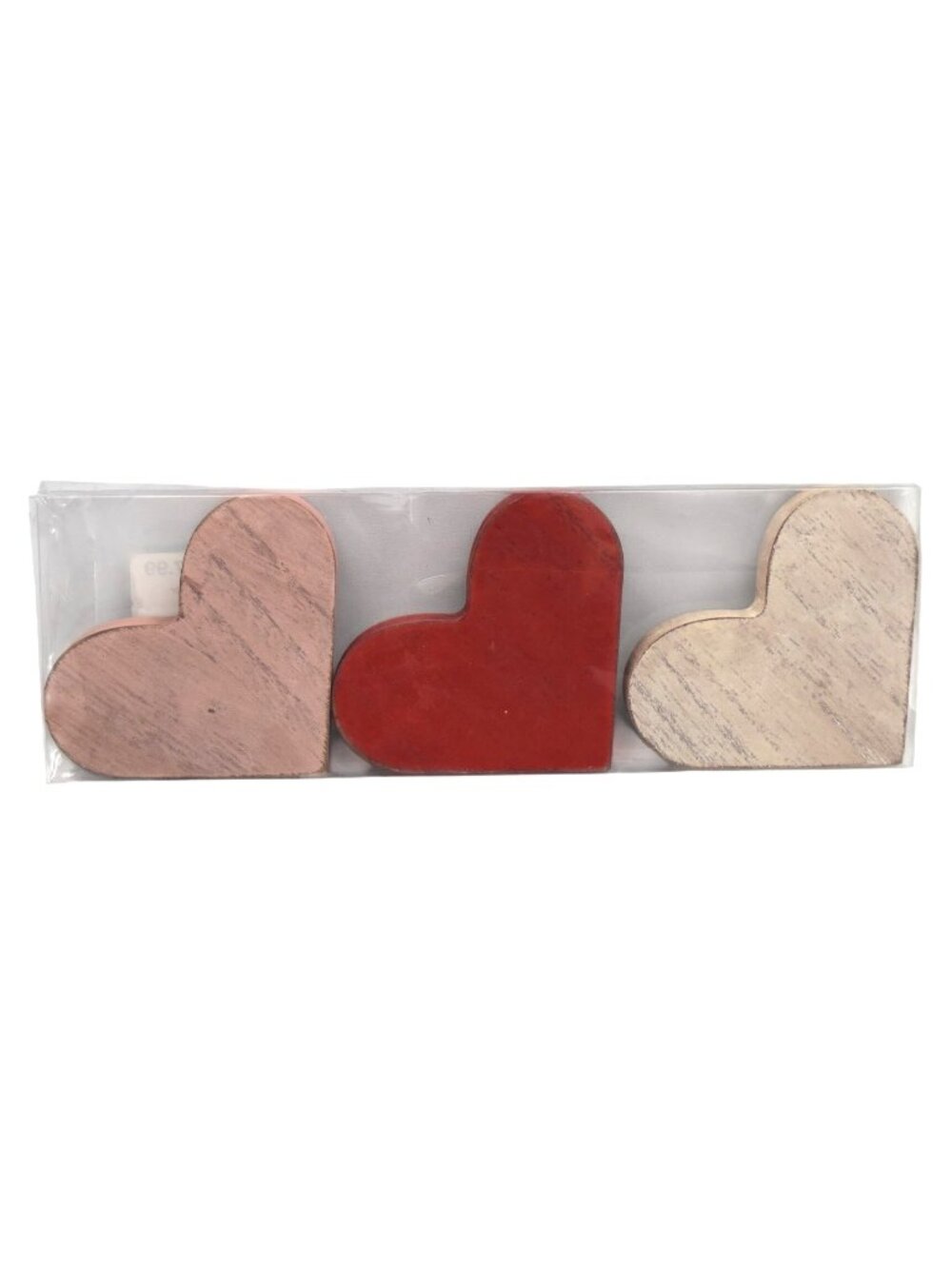 3 Piece Wooden Heart Decor Set Rustic Love Valentine Red Pink Tiered Tray Disple